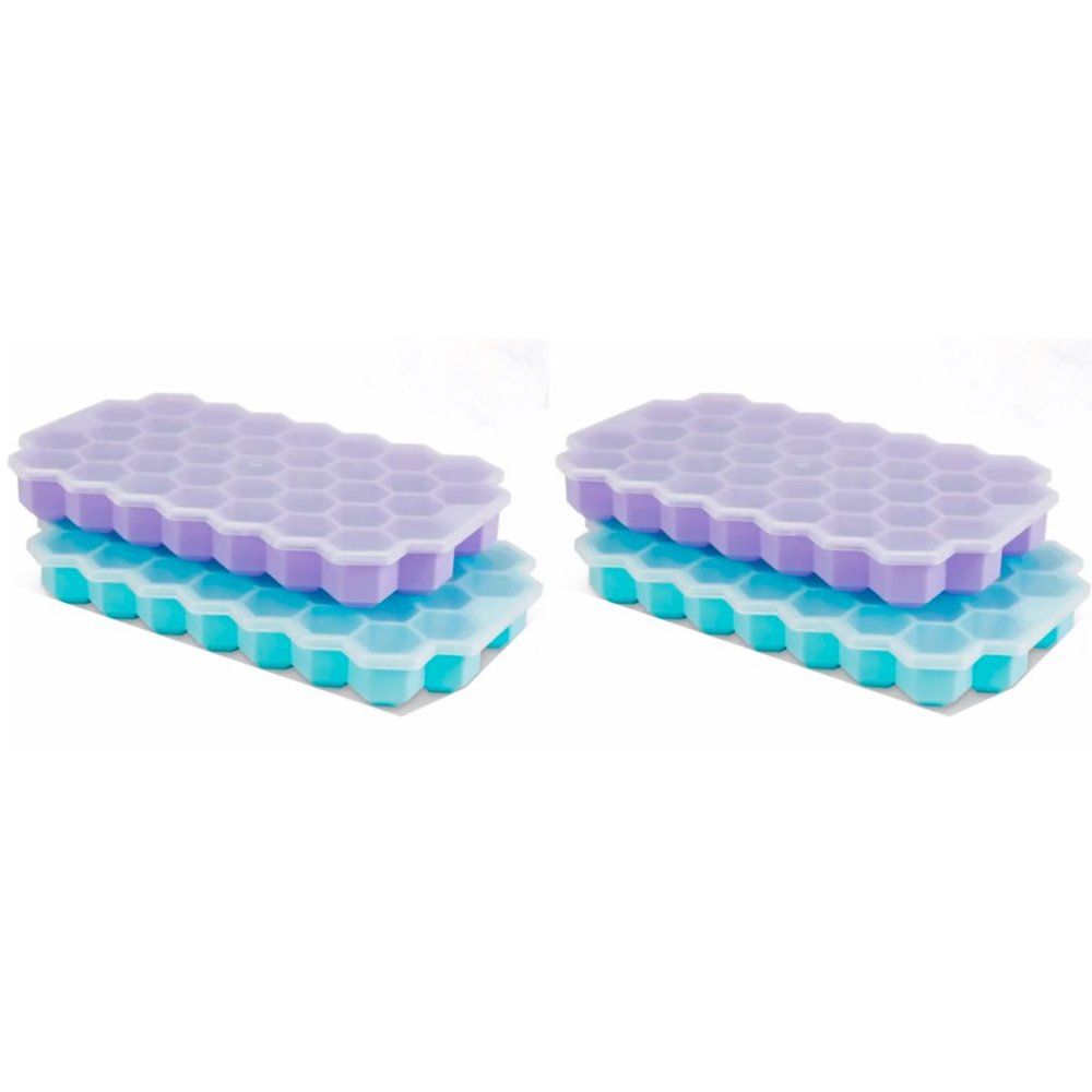 Ice Cube Trays (4-Pack) Silicone Flexible Ice Cube Trays with 148 Ice Cubicles